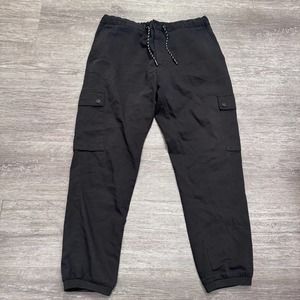 Zara Pants Mens Medium Black Cargo Joggers Drawstring 31x25 Casual Lounge Pocket